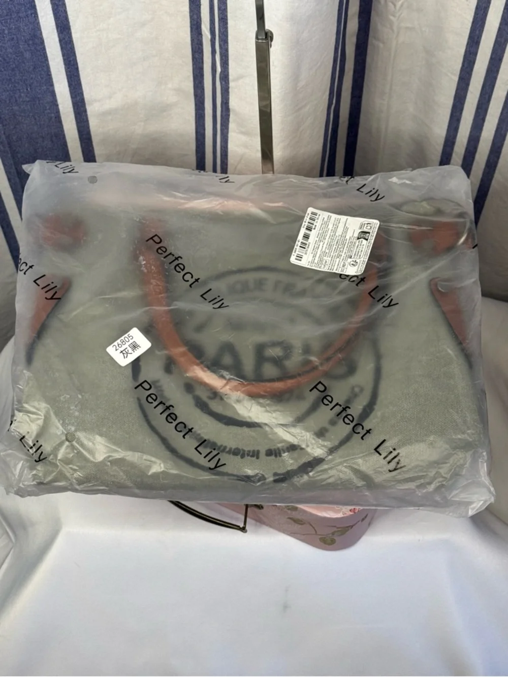 Paris Republique Stamped Gray Canvas Messenger Bag